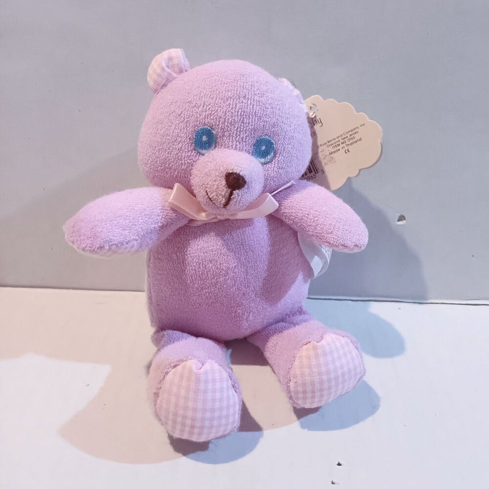Vintage Russ Lil Tubbles Soft Lullaby Bear With Rattle-Terry Cloth-Original Tag